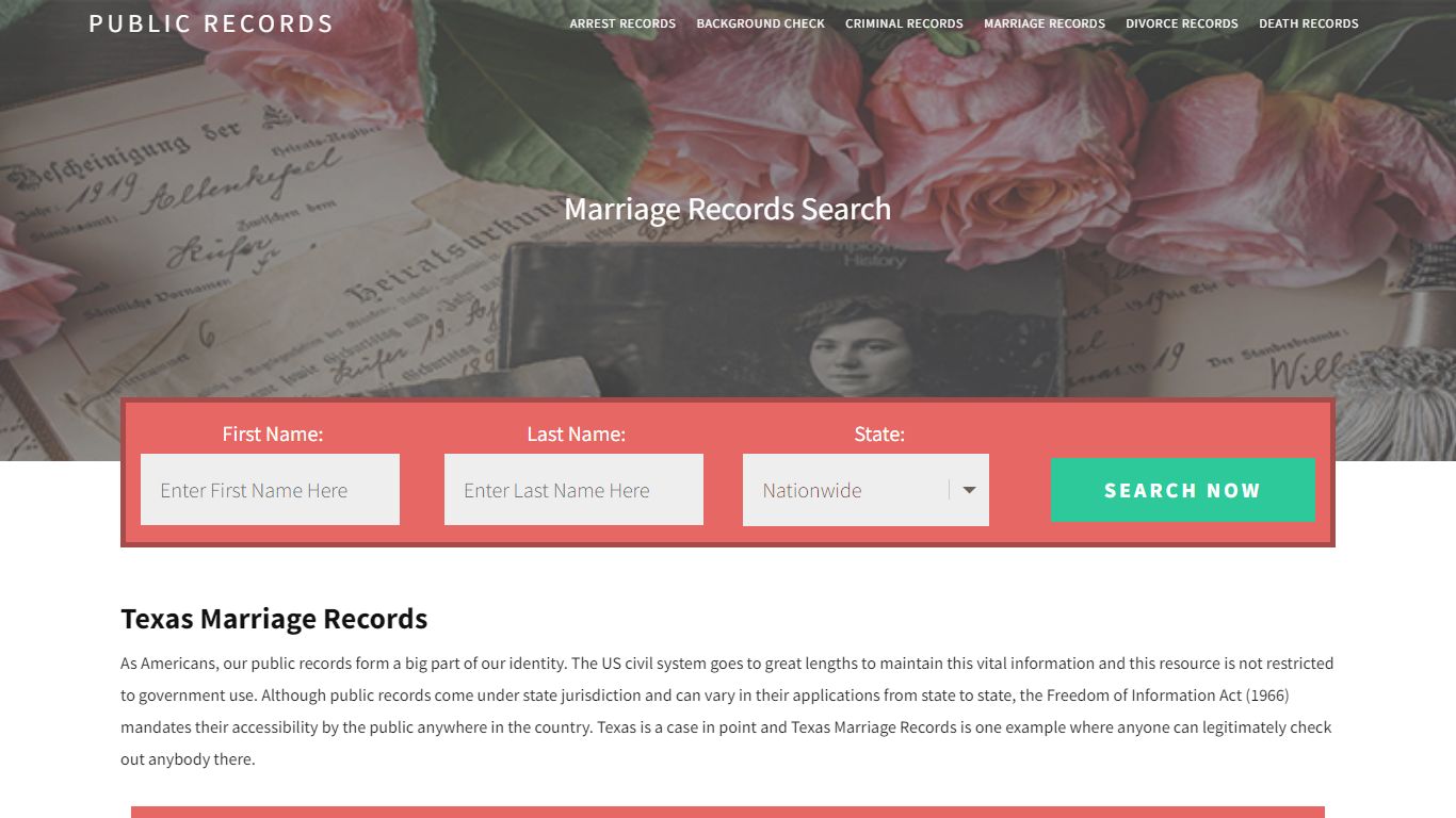 Texas Marriage Records - Public Records